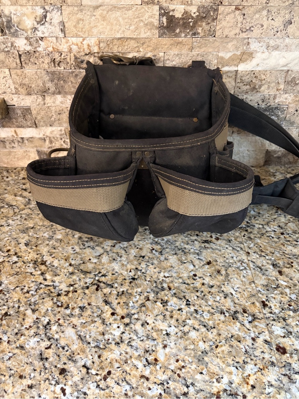 Men's Black Canvas Electrician Tool/Work Bag with Tan Accents